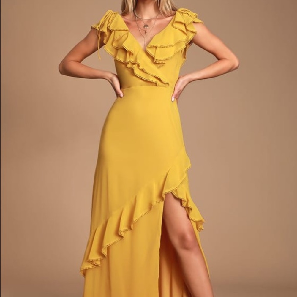Lulus Love From Above Ruffled Surplice Maxi Dress